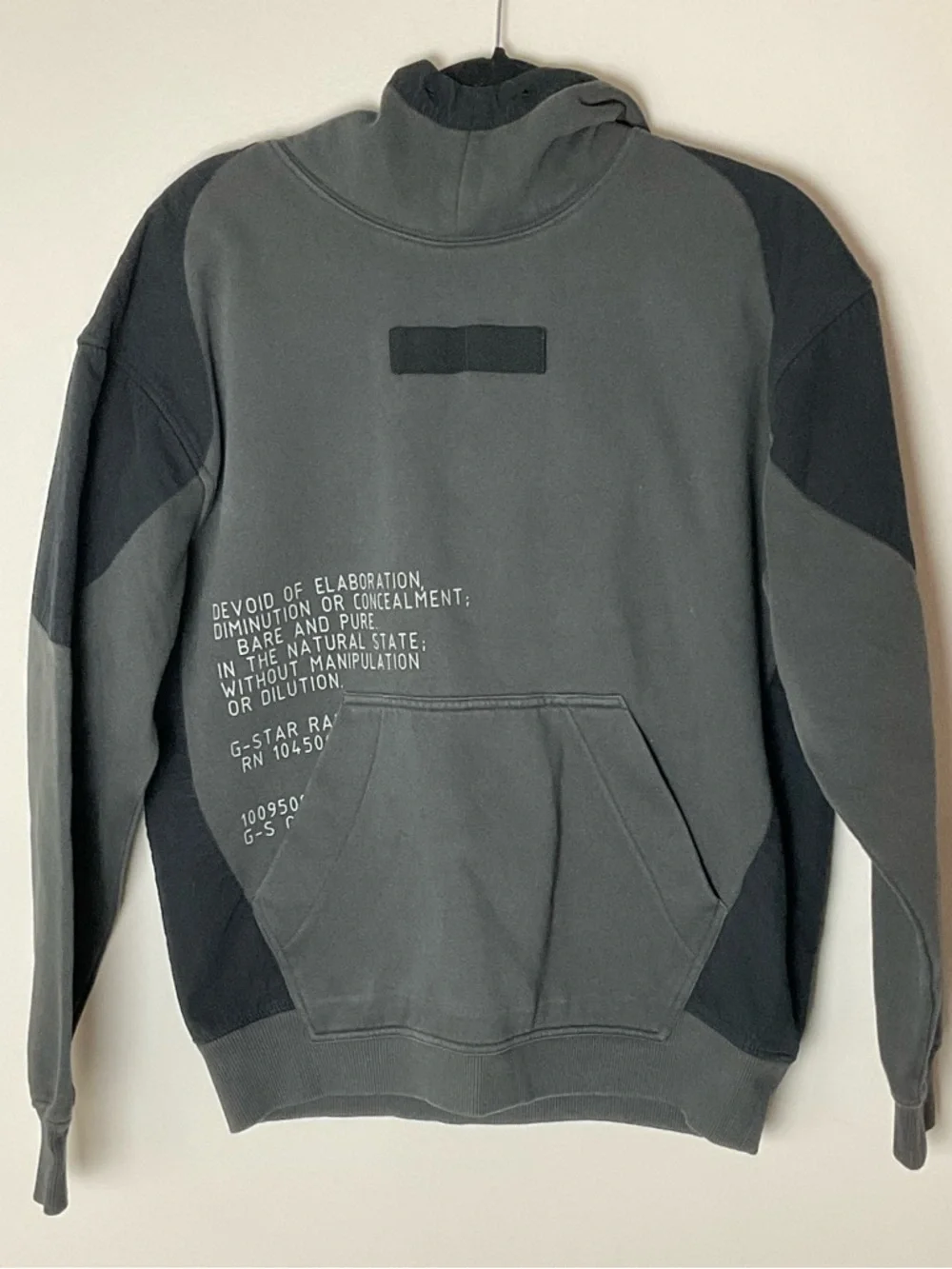 G-Star Two-Tone Charcoal & Black Mix Graphic Hoodie Cyberpunk Streetwear Rare M
